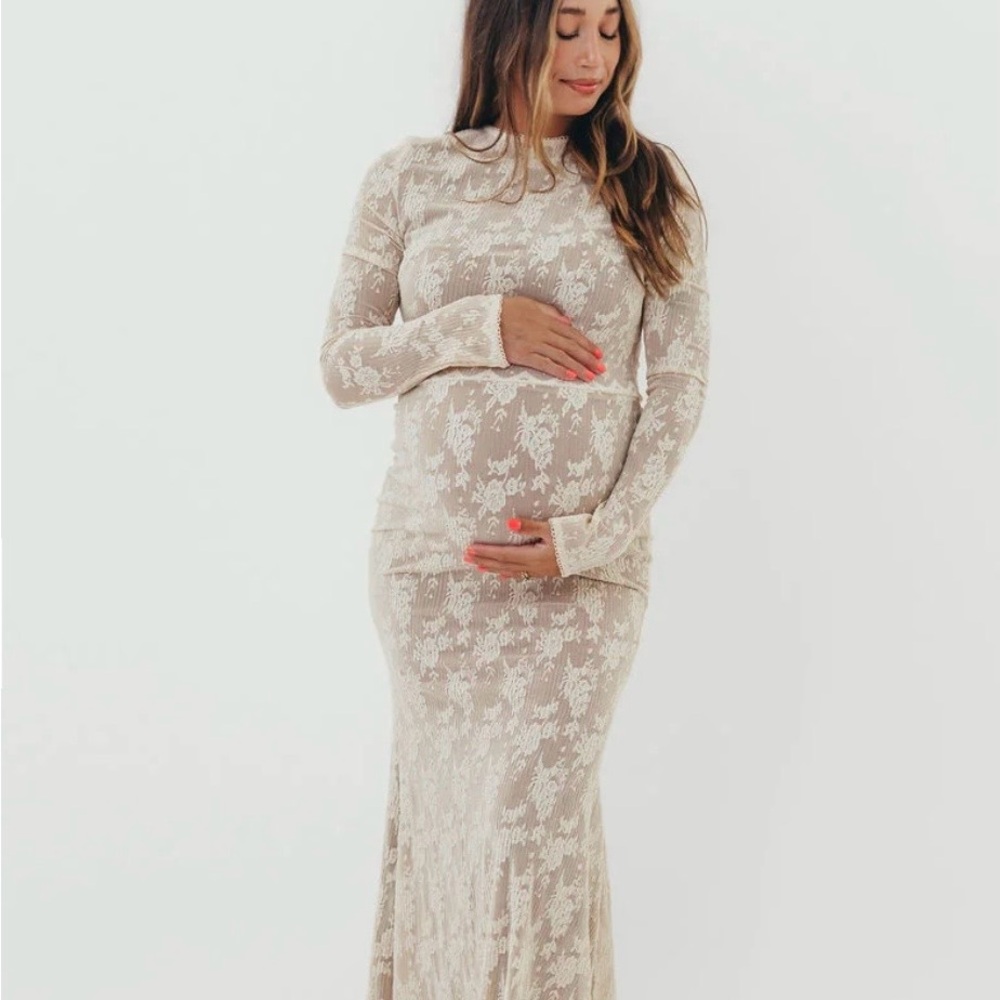 Worth Collective Seraphine Lace Maxi Dress Cream Maternity Friendly Women’s XL